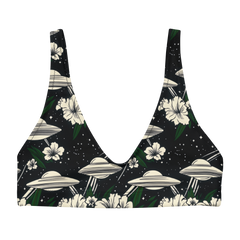 Cosmic Luau: Flying Saucer & Cactus Bloom High-Waisted Bikini Top
