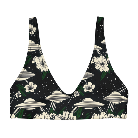 Cosmic Luau: Flying Saucer & Cactus Bloom High-Waisted Bikini Top