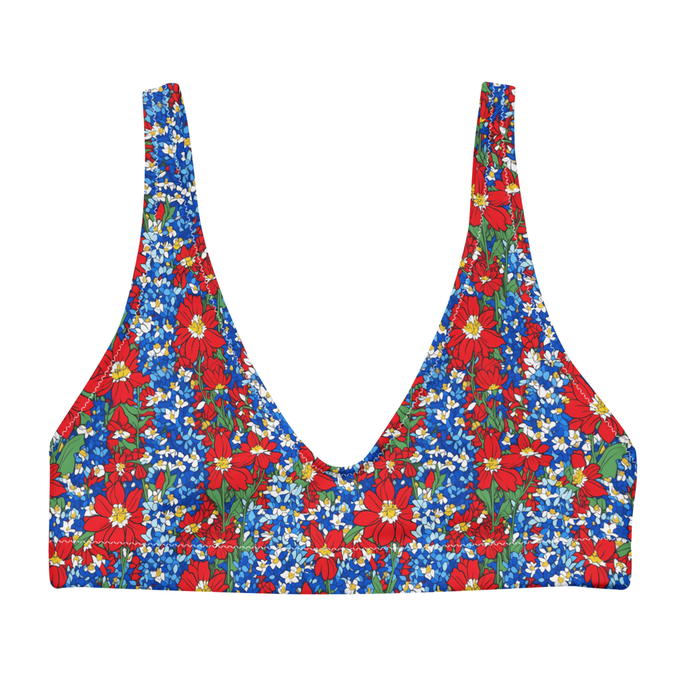 Wildflower Mirage: Rustic Floral High-Waisted Bikini Top