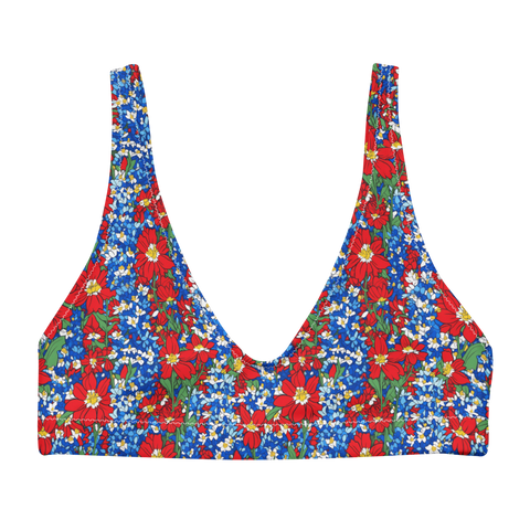 Wildflower Mirage: Rustic Floral High-Waisted Bikini Top