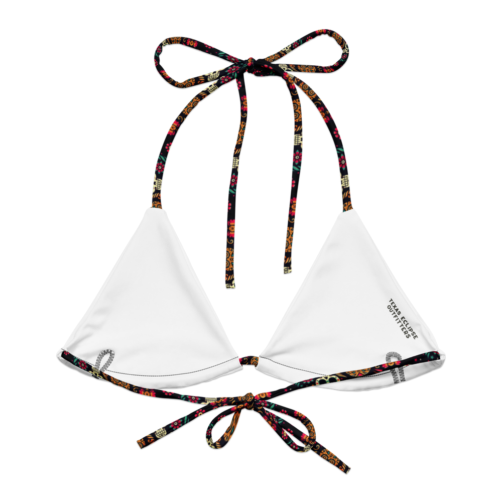 Night Calavera: Dark Skulls String Bikini Top