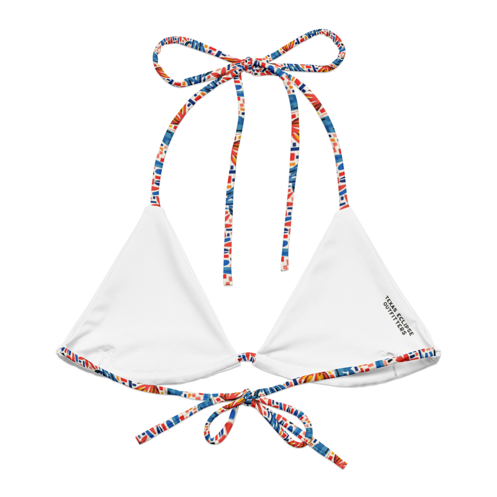 Mesa Mosaic: Geometric Floral String Bikini Top