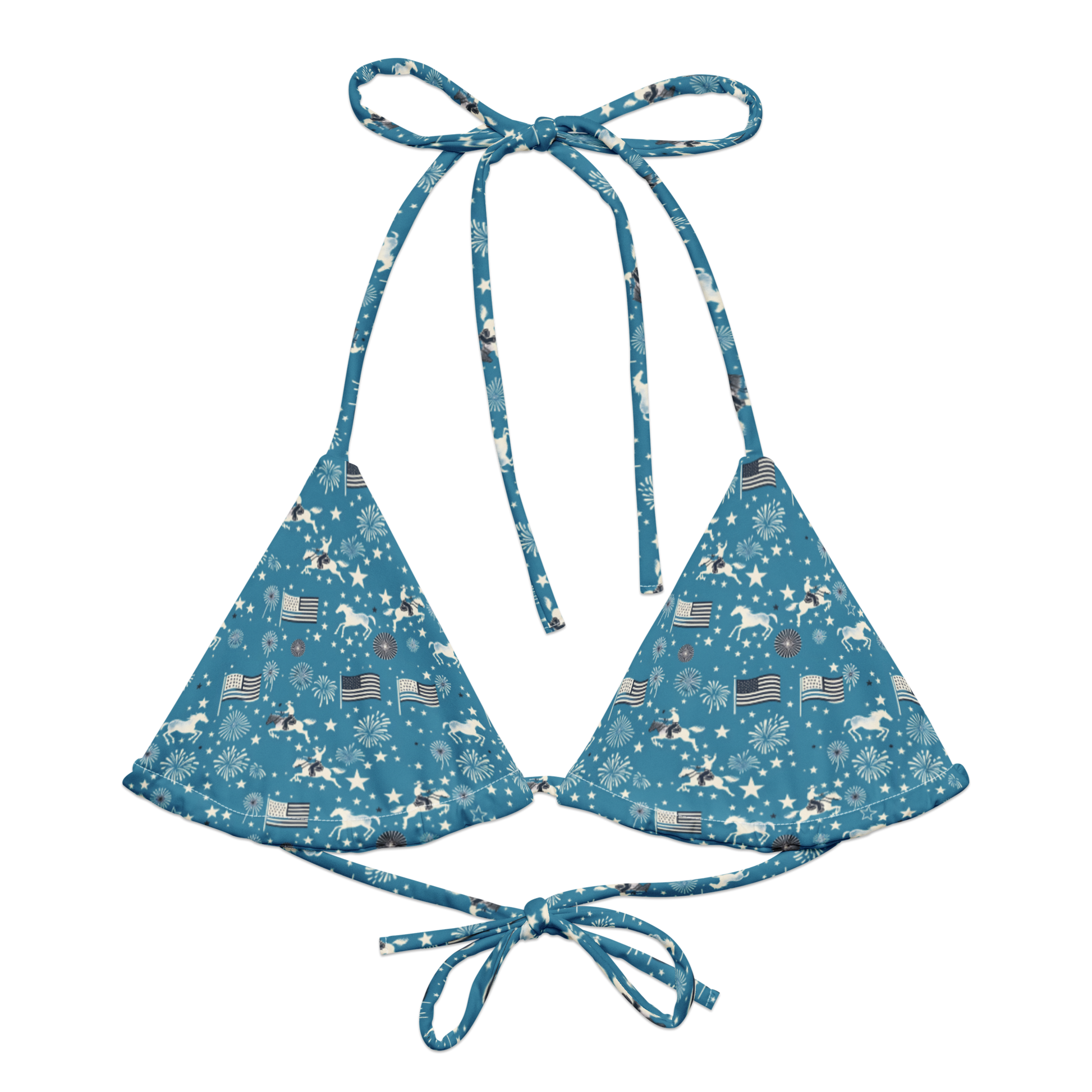 Independence Blues Fourth of July Cowboy String Bikini Top Xs