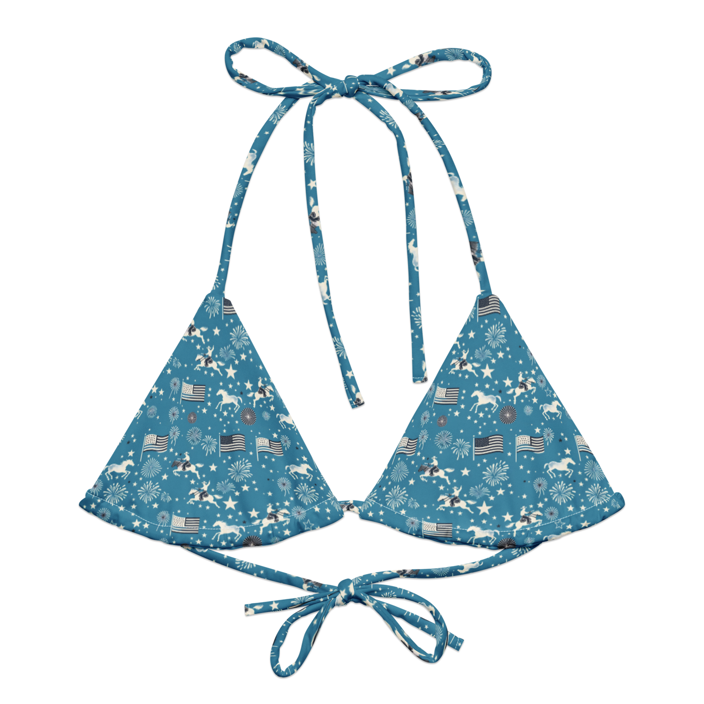 Independence Blues: Fourth of July Cowboy String Bikini Top