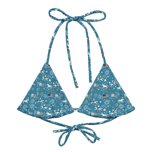 Independence Blues: Fourth of July Cowboy String Bikini Top