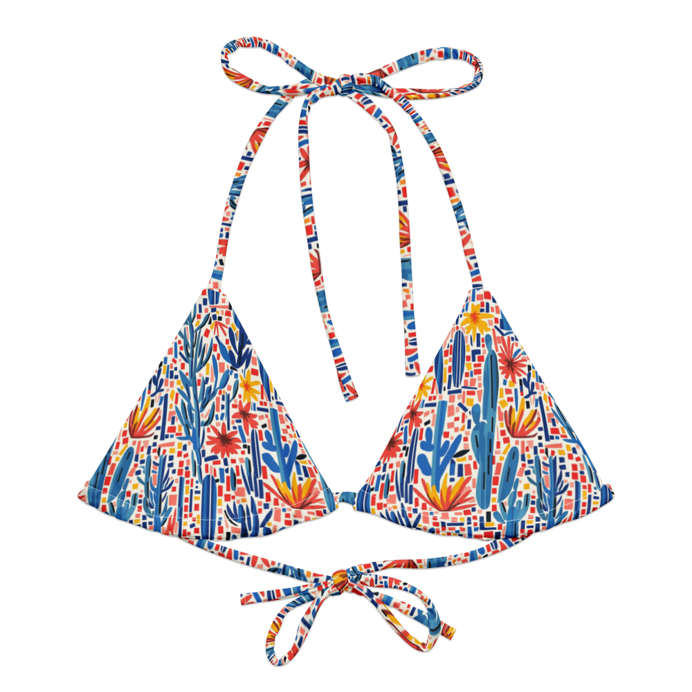 Mesa Mosaic: Geometric Floral String Bikini Top