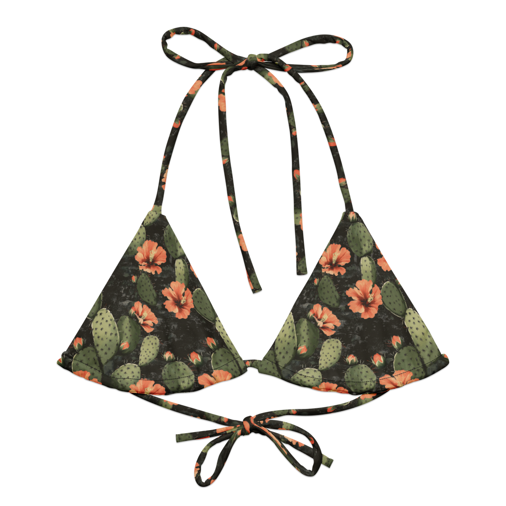 Nocturnal Nopal: Cactus Blooms String Bikini Top