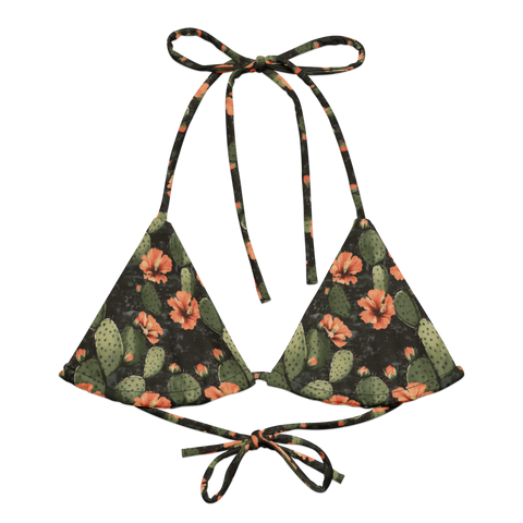 Nocturnal Nopal: Cactus Blooms String Bikini Top