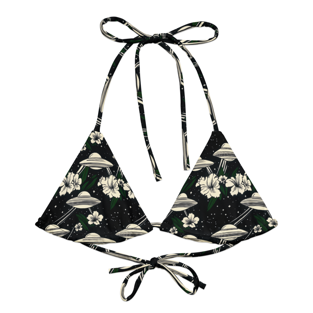 Cosmic Luau: Flying Saucer & Cactus Bloom String Bikini Top