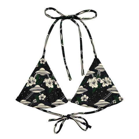 Cosmic Luau: Flying Saucer & Cactus Bloom String Bikini Top