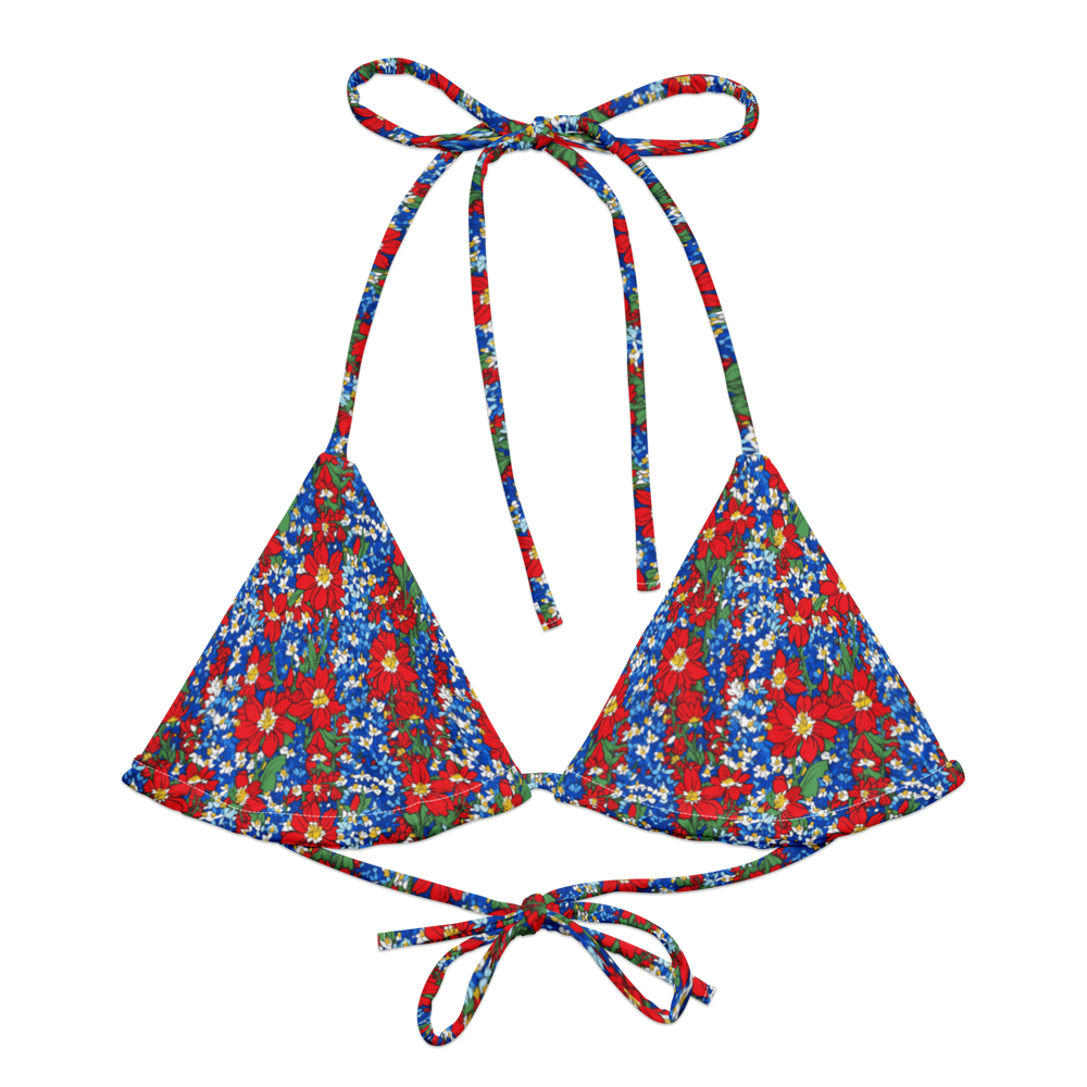 Wildflower Mirage: Rustic Floral String Bikini Top