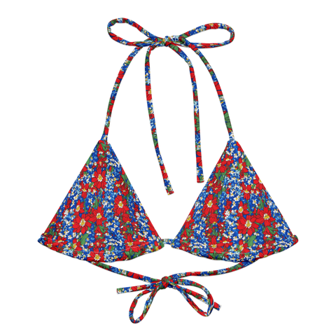 Wildflower Mirage: Rustic Floral String Bikini Top