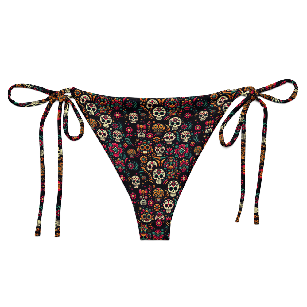 Night Calavera: Dark Skulls String Bikini Bottom