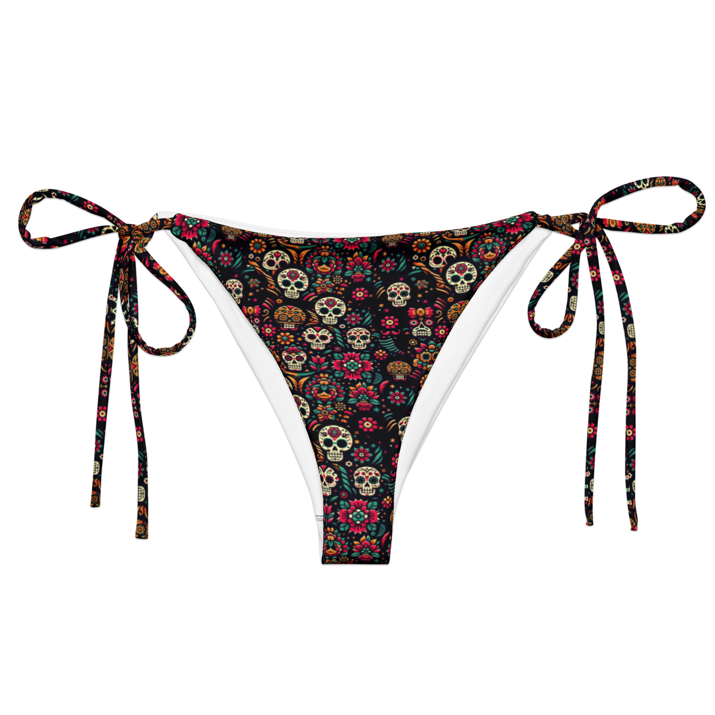 Night Calavera: Dark Skulls String Bikini Bottom