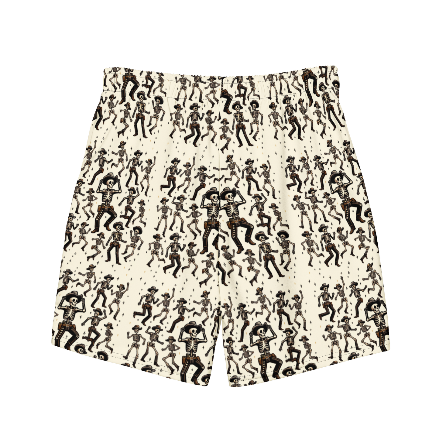 Ghostly Hoedown: Dancing Cowboy Skeleton Swim Trunks