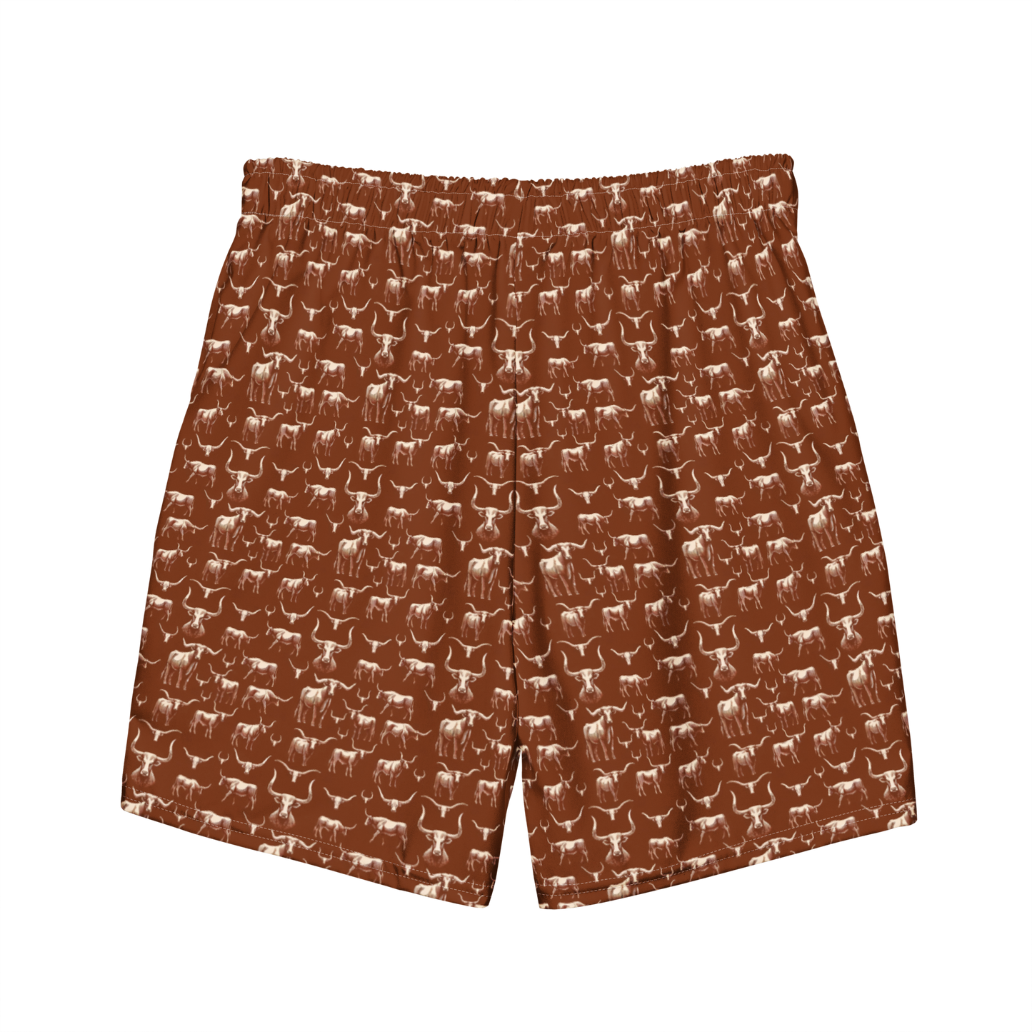 Wild Steer: Fiery Longhorn Swim Trunks