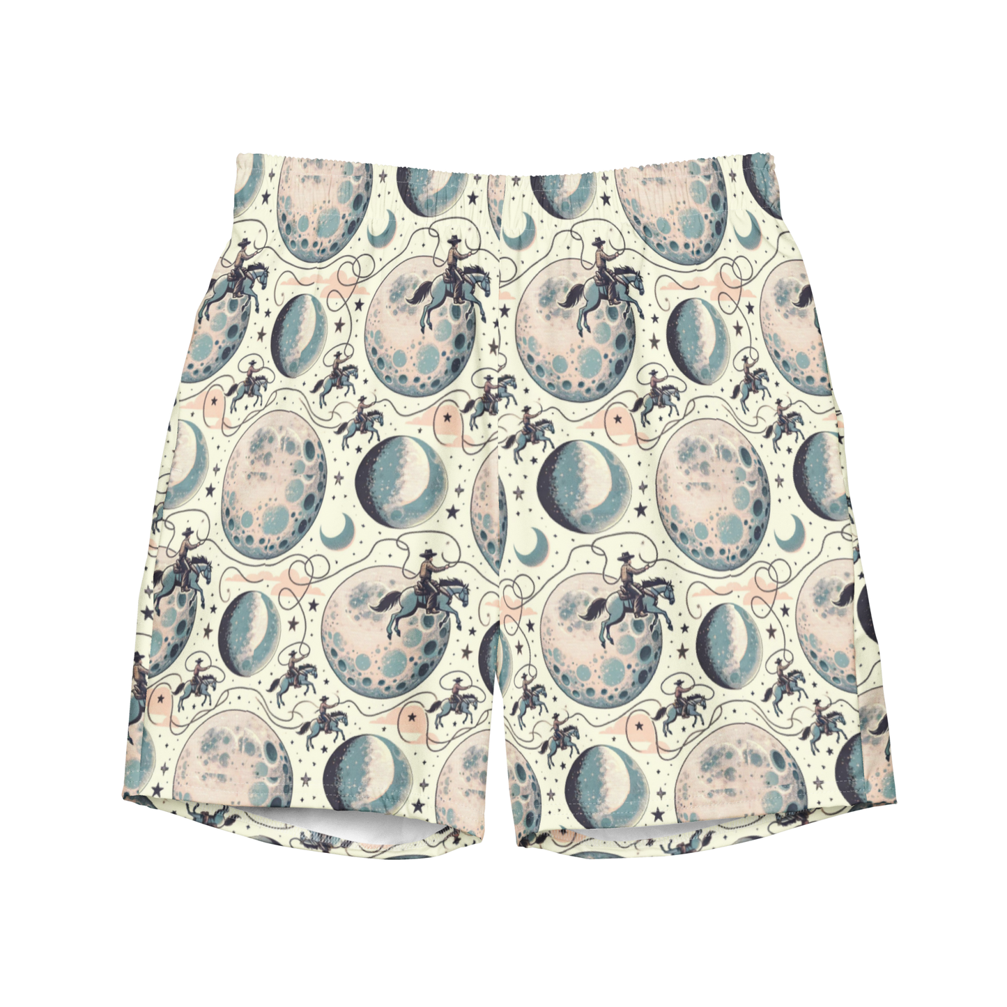 Lunar Lasso: Cosmic Cowboy Swim Trunks