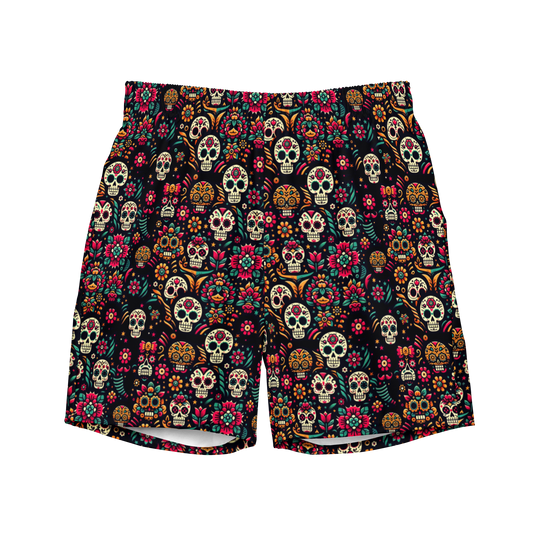 Night Calavera: Dark Skulls Swim Trunks