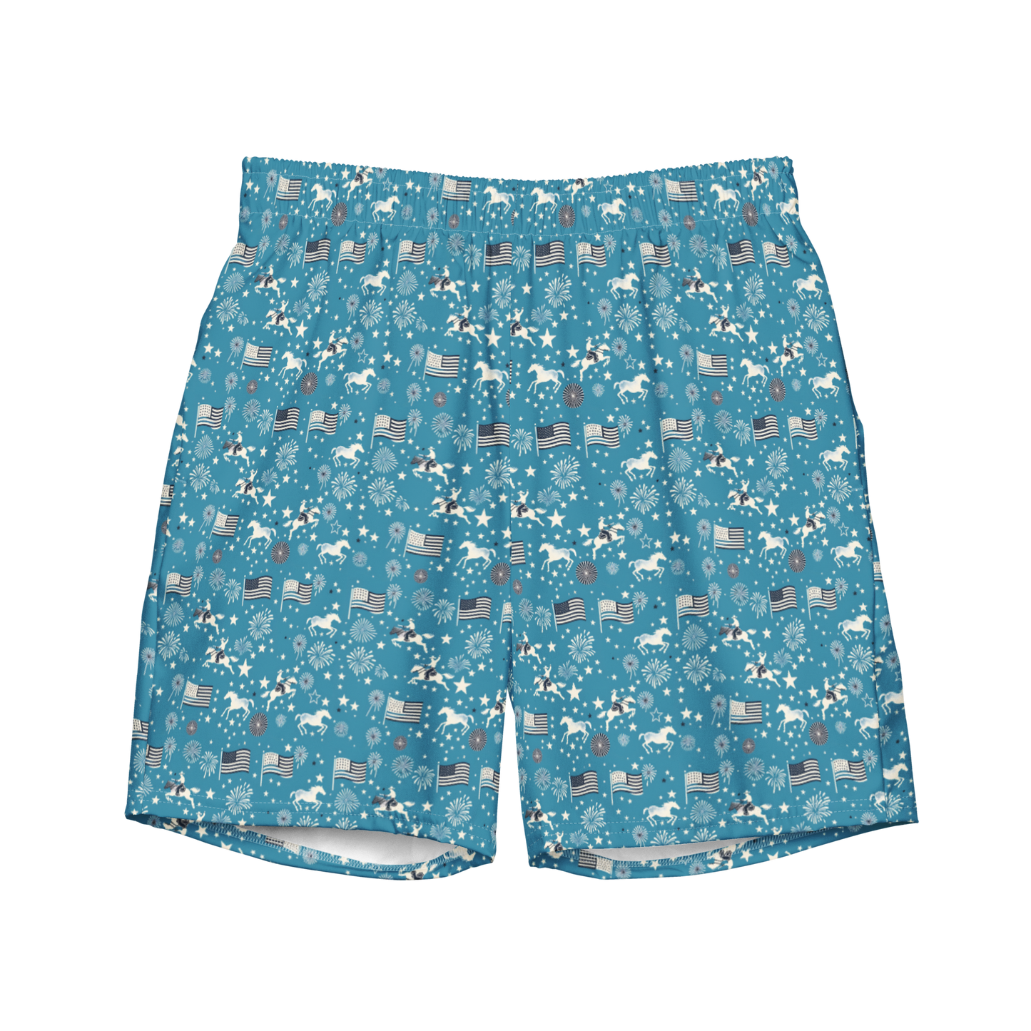 Independence Blues: Fourth of July Cowboy Swim Trunks