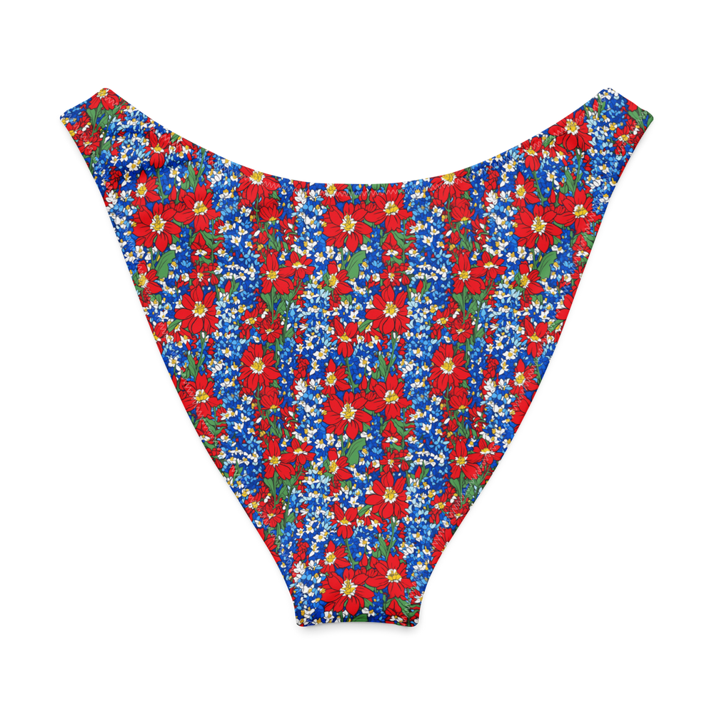 Wildflower Mirage: Rustic Floral V-Cut Bikini Bottom