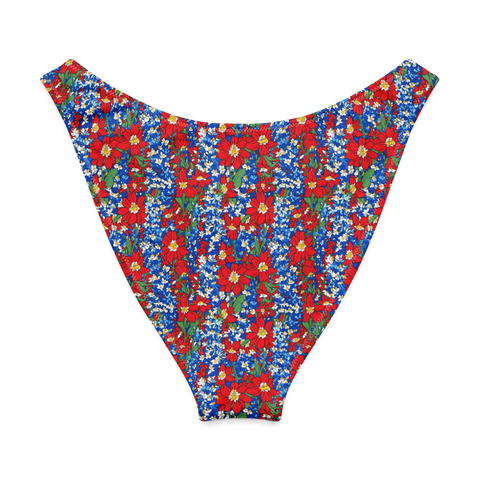 Wildflower Mirage: Rustic Floral V-Cut Bikini Bottom