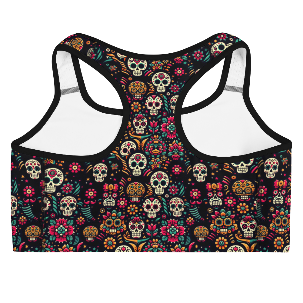 Night Calavera: Dark Skulls Sports Bra