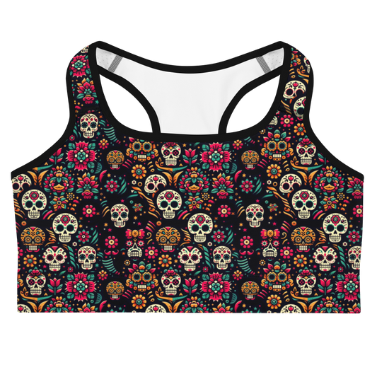 Night Calavera: Dark Skulls Sports Bra