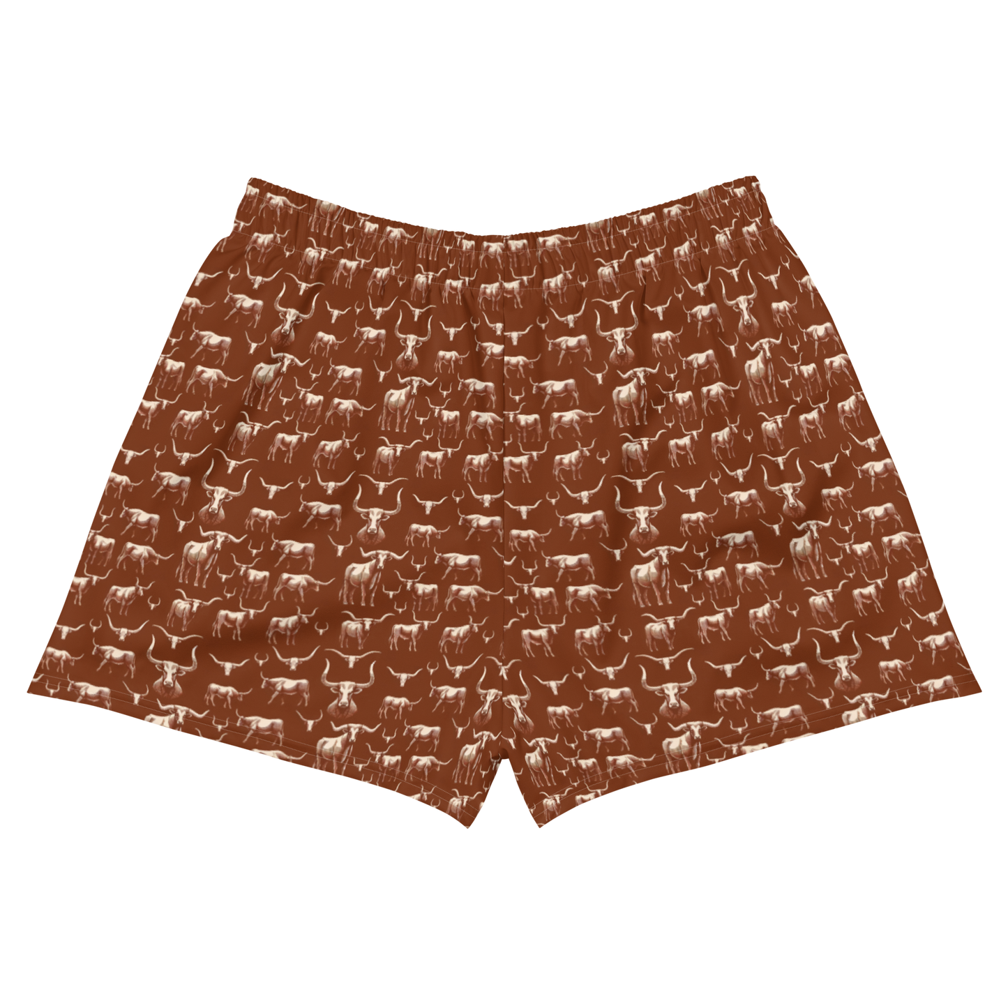 Wild Steer: Fiery Longhorn High-Waisted Women's Athletic Shorts