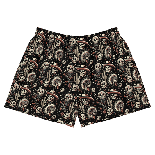 Renegade Revel: Outlaw Skull High-Waisted Women's Athletic Shorts