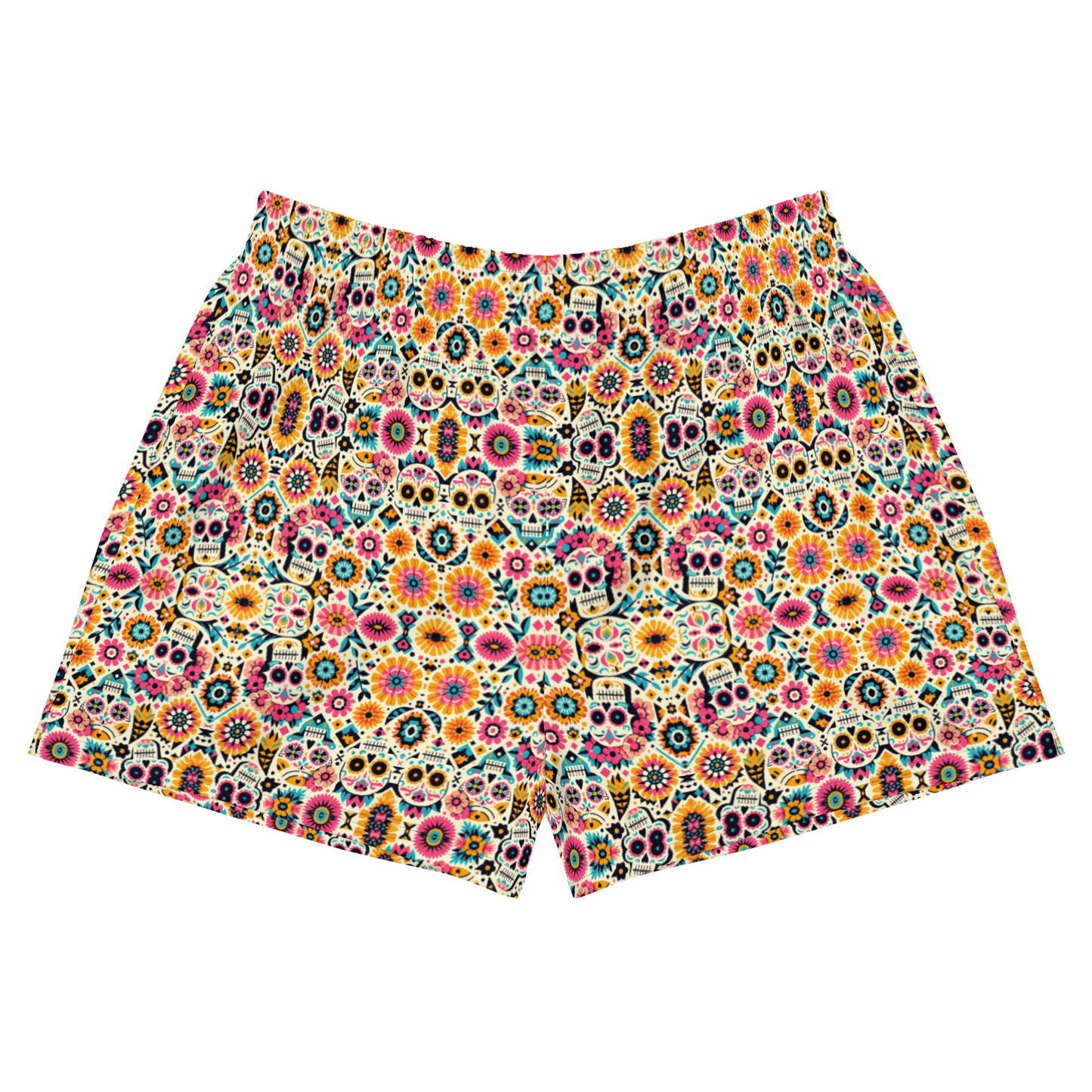 Calavera Dreams: Dia de los Muertos High-Waisted Women's Athletic Shorts