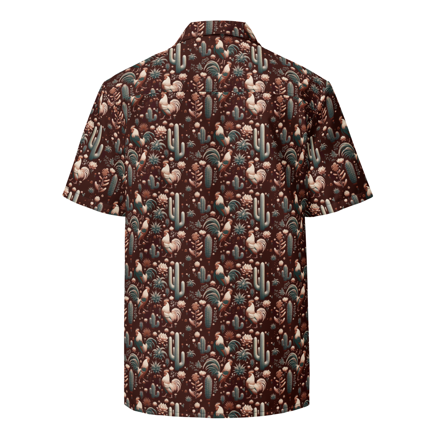 Desert Dawn: Rooster & Cactus Button-Up Shirt