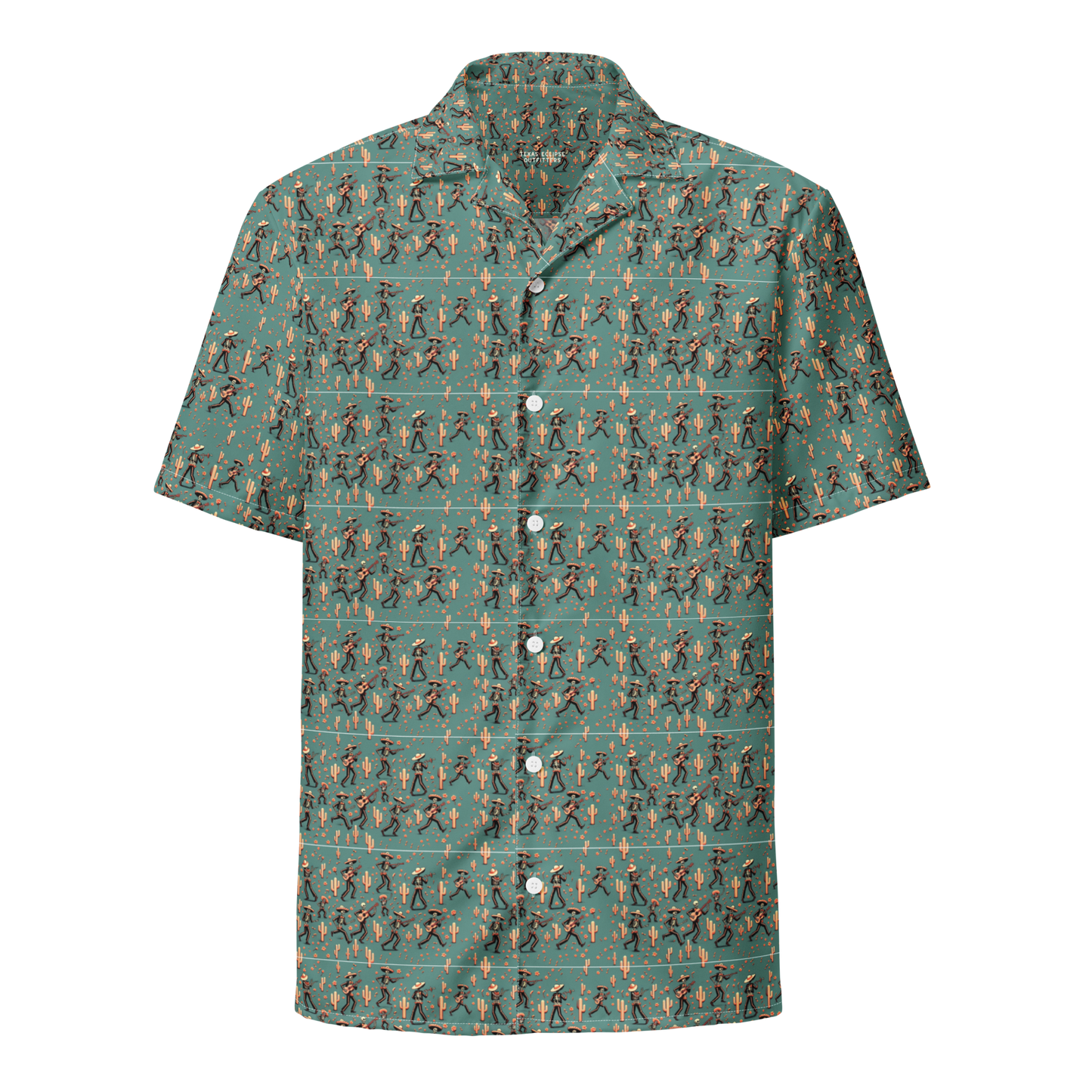 Fiesta Fantasma: Skeleton Mariachi Button-Up Shirt