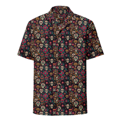 Night Calavera: Dark Skulls Button-Up Shirt