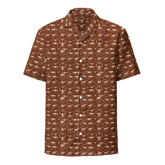 Wild Steer: Fiery Longhorn Button-Up Shirt