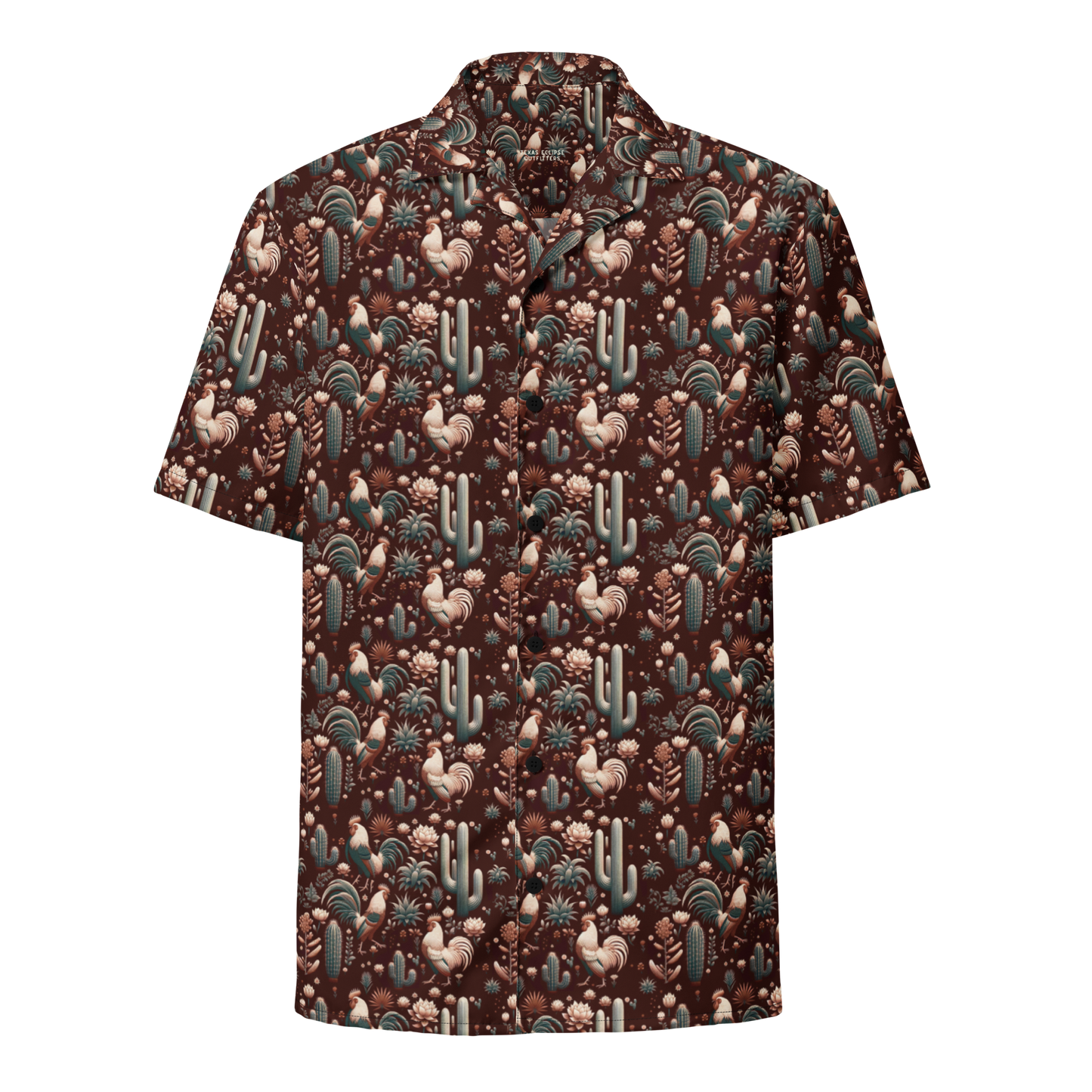 Desert Dawn: Rooster & Cactus Button-Up Shirt