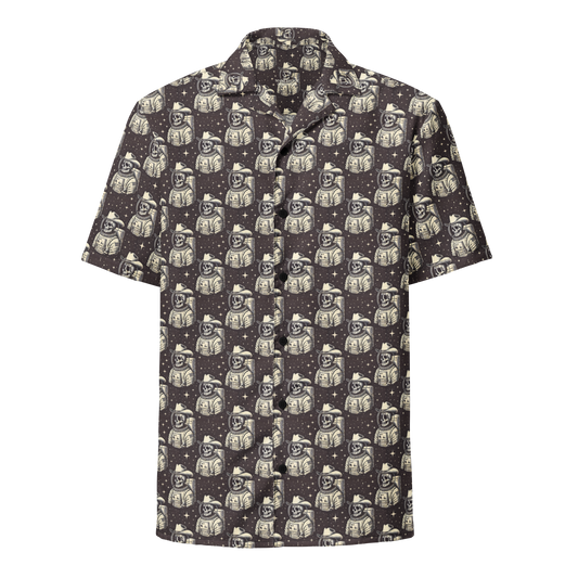 Space Renegade: Astronaut Calavera Outlaw Button-Up Shirt