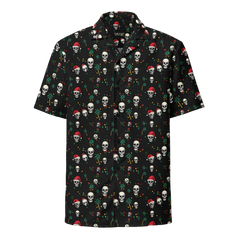 Sleighin’ Outlaws: Skull & Palm Holiday Button-Up Shirt