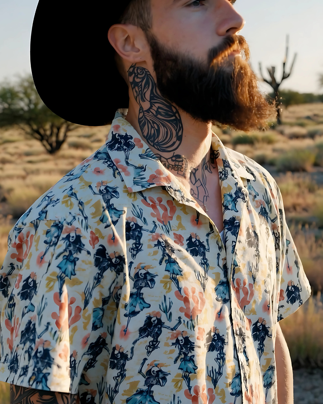 Bone Aloha: Desert Hula Button-Up Shirt