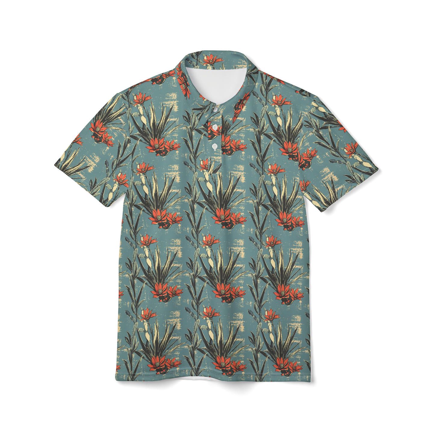 Cactus Aloha: Prickly Pear Blossom Golf Polo