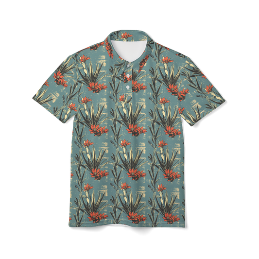 Cactus Aloha: Prickly Pear Blossom Golf Polo