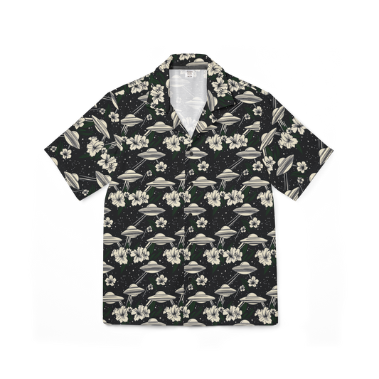 Cosmic Luau: Flying Saucer & Cactus Bloom Performance Hawaiian Shirt