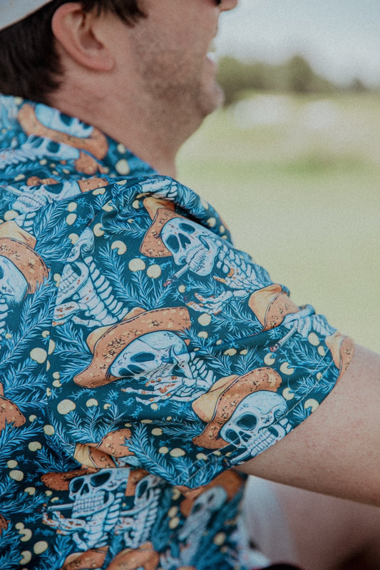 Lone Smoke: Twisted Vaquero Skeletons Golf Polo