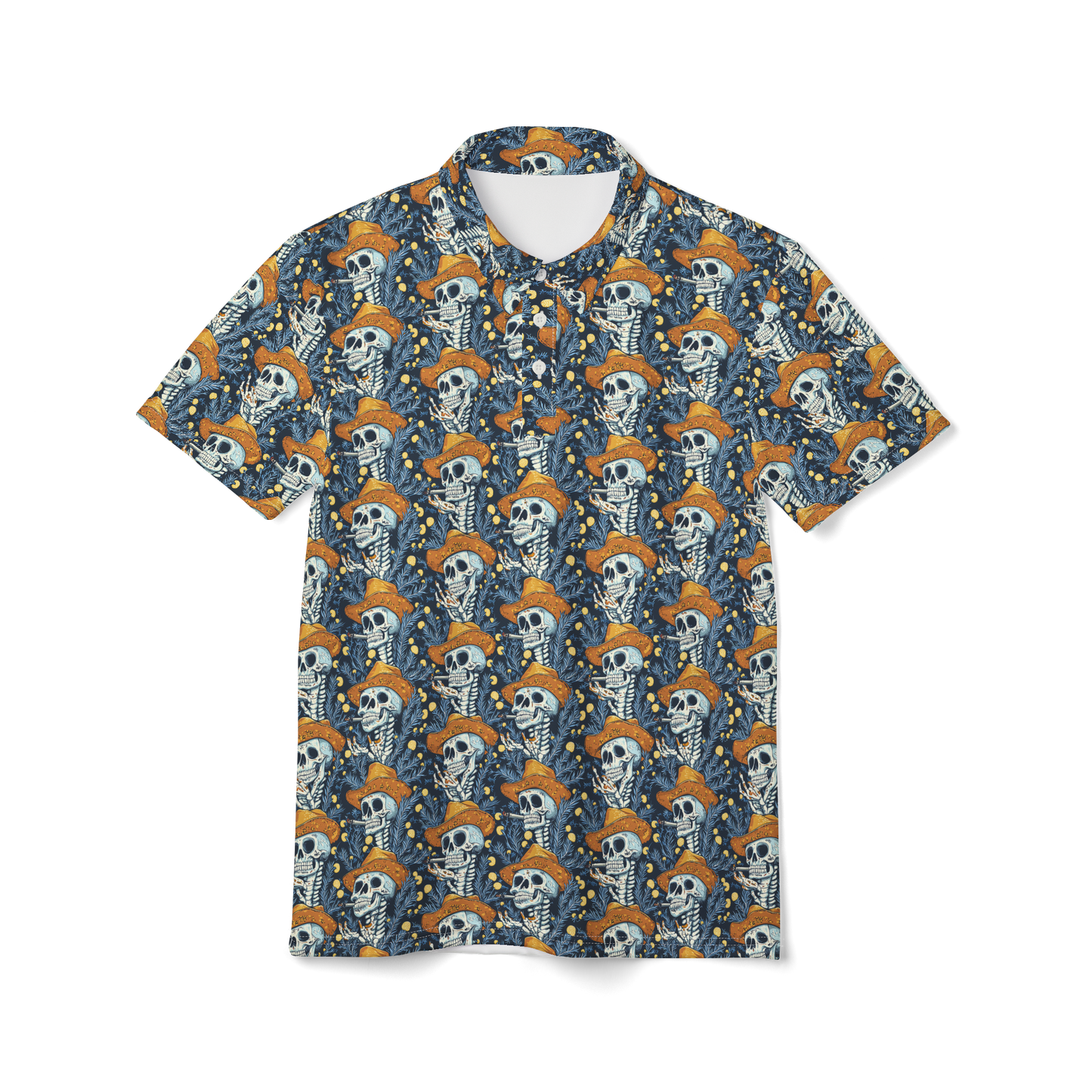 Lone Smoke: Twisted Vaquero Skeletons Golf Polo