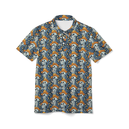 Lone Smoke: Twisted Vaquero Skeletons Golf Polo