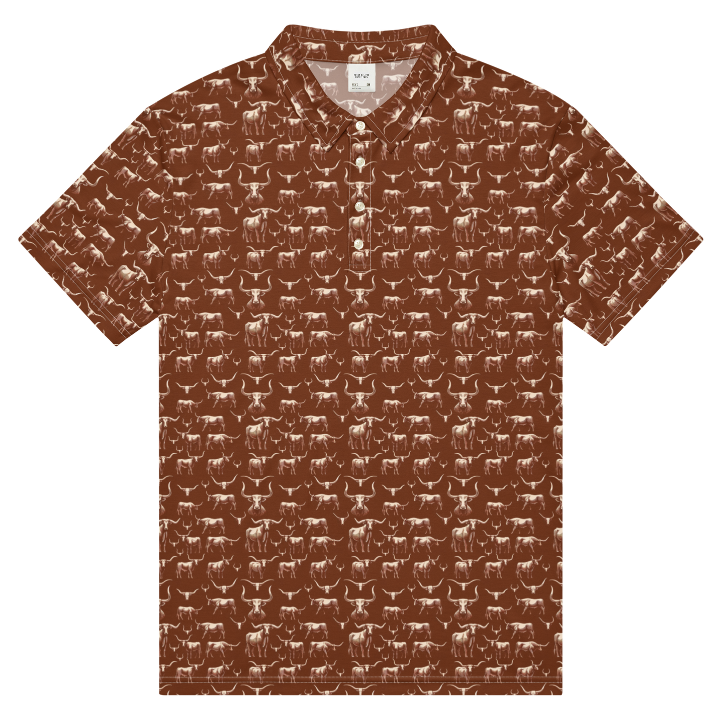 Wild Steer: Fiery Longhorn Golf Polo