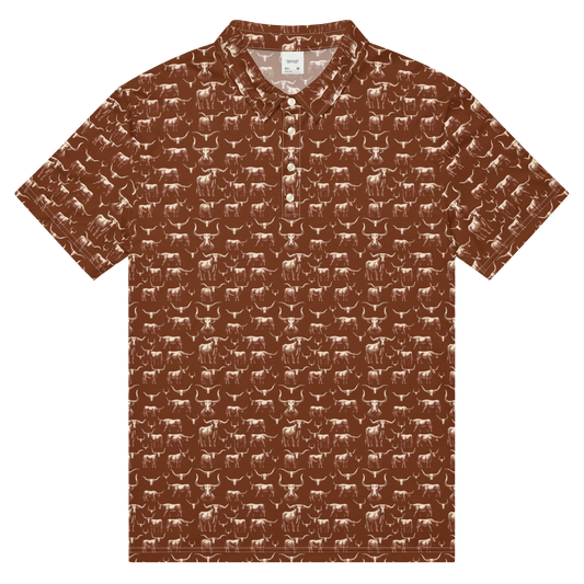 Wild Steer: Fiery Longhorn Golf Polo