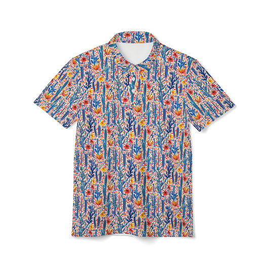 Mesa Mosaic: Geometric Floral Golf Polo