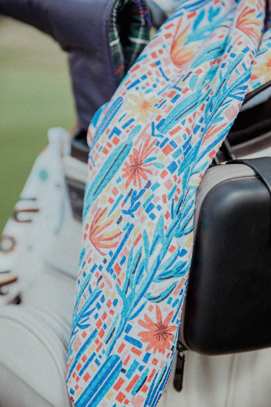 Mesa Mosaic: Geometric Floral Golf Towel