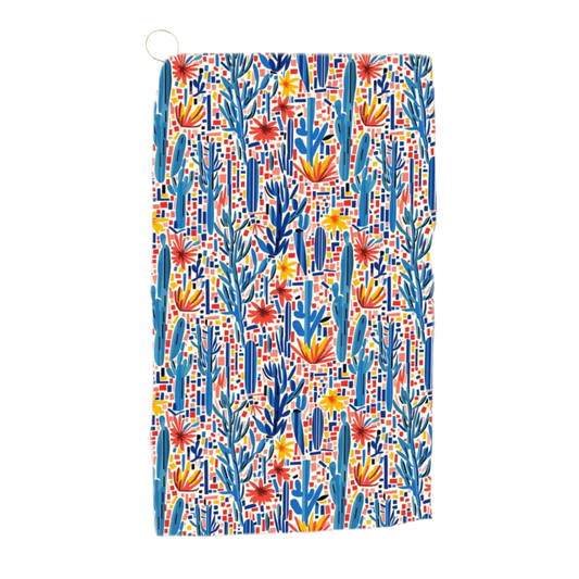 Mesa Mosaic: Geometric Floral Golf Towel