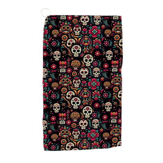 Night Calavera: Dark Skulls Golf Towel